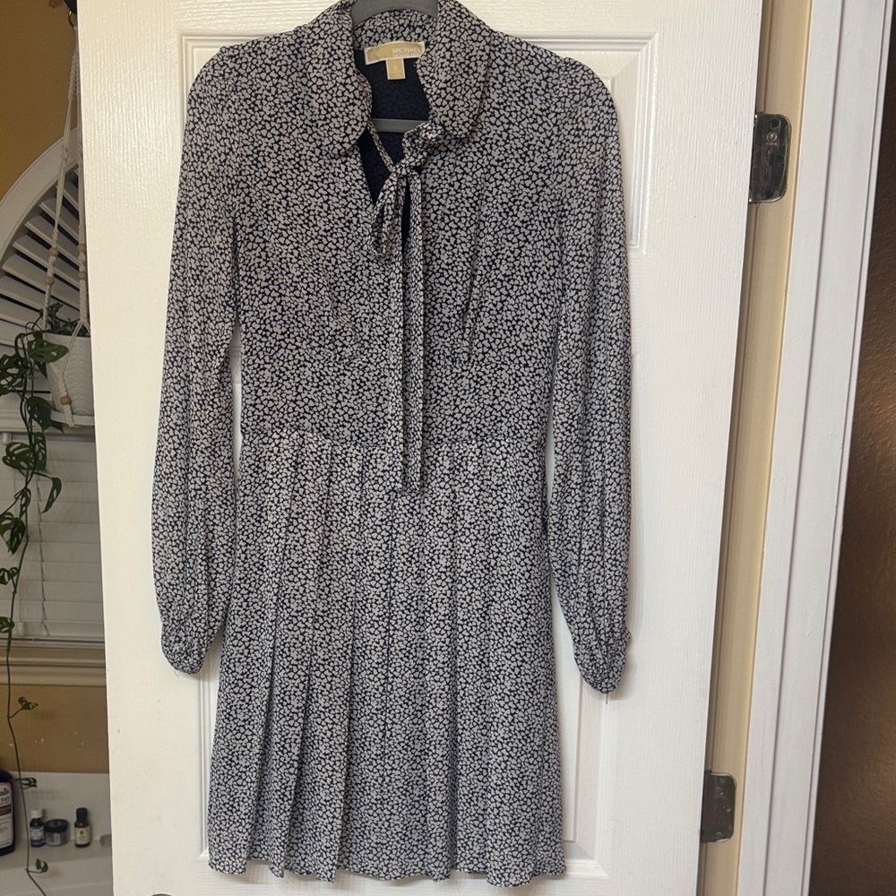 MICHAEL Michael Kors Navy and White Patterned Dress